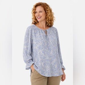 Boho Ruffle Coquette Coastal Normcore floral&ivy peasant blouse sz L *2 for 20**